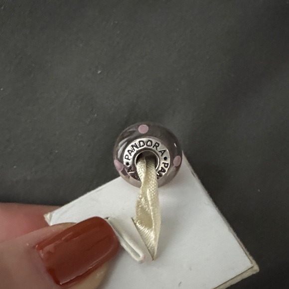 PANDORA Pink and Silver Enamel/Glass Bead SET - Picture 3 of 4